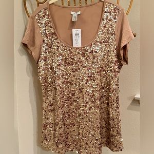 🎁NWT Cache Gold Sequin Top Large🎁